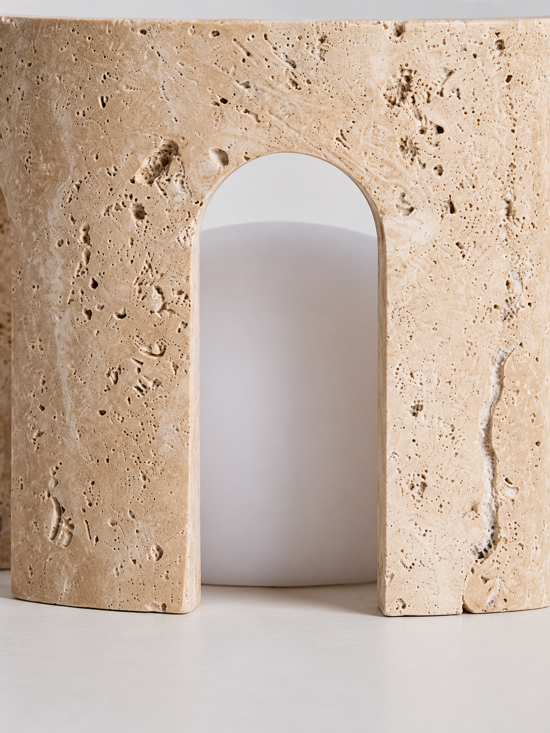 Arched Travertine Rechargeable Table Lamp — product view