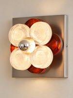 Four Petal Colored Glass Wall Sconce – Orange / Half-Mirror Bulb