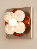 Four Petal Colored Glass Wall Sconce – Orange / Opal White Bulb