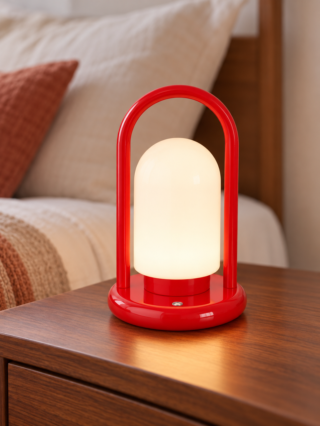 Arch Handle Rechargeable Glass Table Lamp – Pomegranate Red – Single – Gift Box