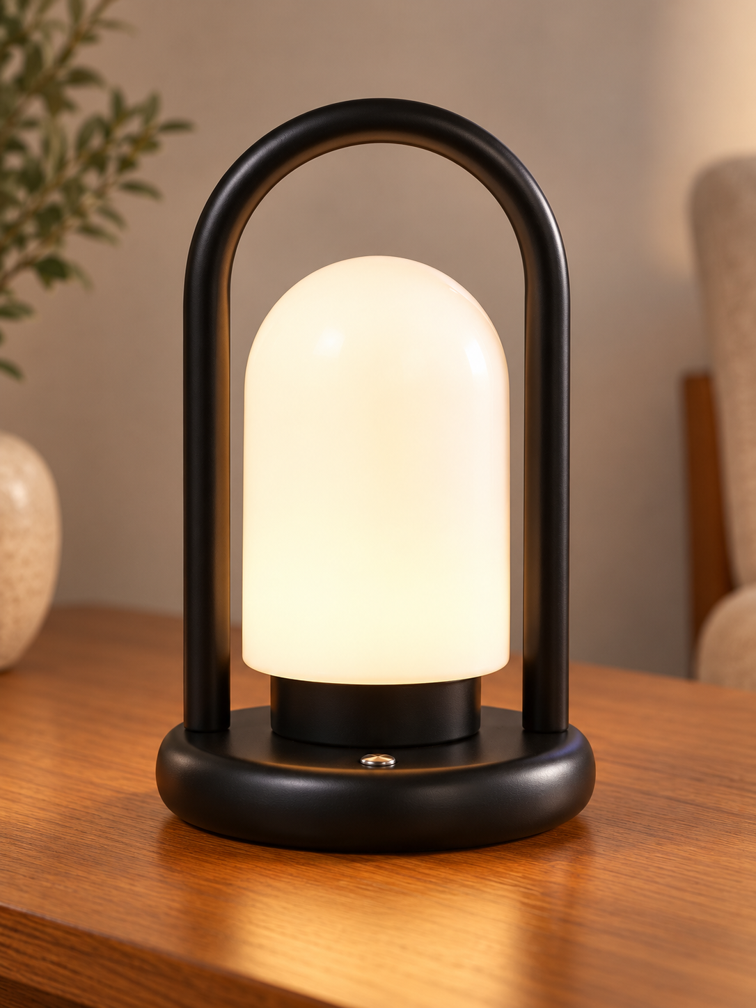 Arch Handle Rechargeable Glass Table Lamp – Black – Single – Gift Box