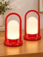 Arch Handle Rechargeable Glass Table Lamp – Pomegranate Red – Pair of 2 – Gift Box