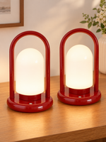 Arch Handle Rechargeable Glass Table Lamp – Cherry Red – Pair of 2 – Gift Box