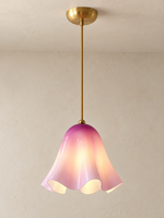 Wavy Bell Glass Pendant Light – Brass / Purple / Plain