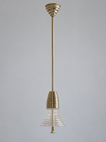 Gold-tone pendant with 1 clear acrylic tier, shown switched off