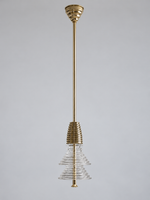 Gold-tone pendant with 2 clear acrylic tiers, shown switched off