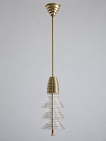 Gold-tone pendant with 3 clear acrylic tiers, shown switched off