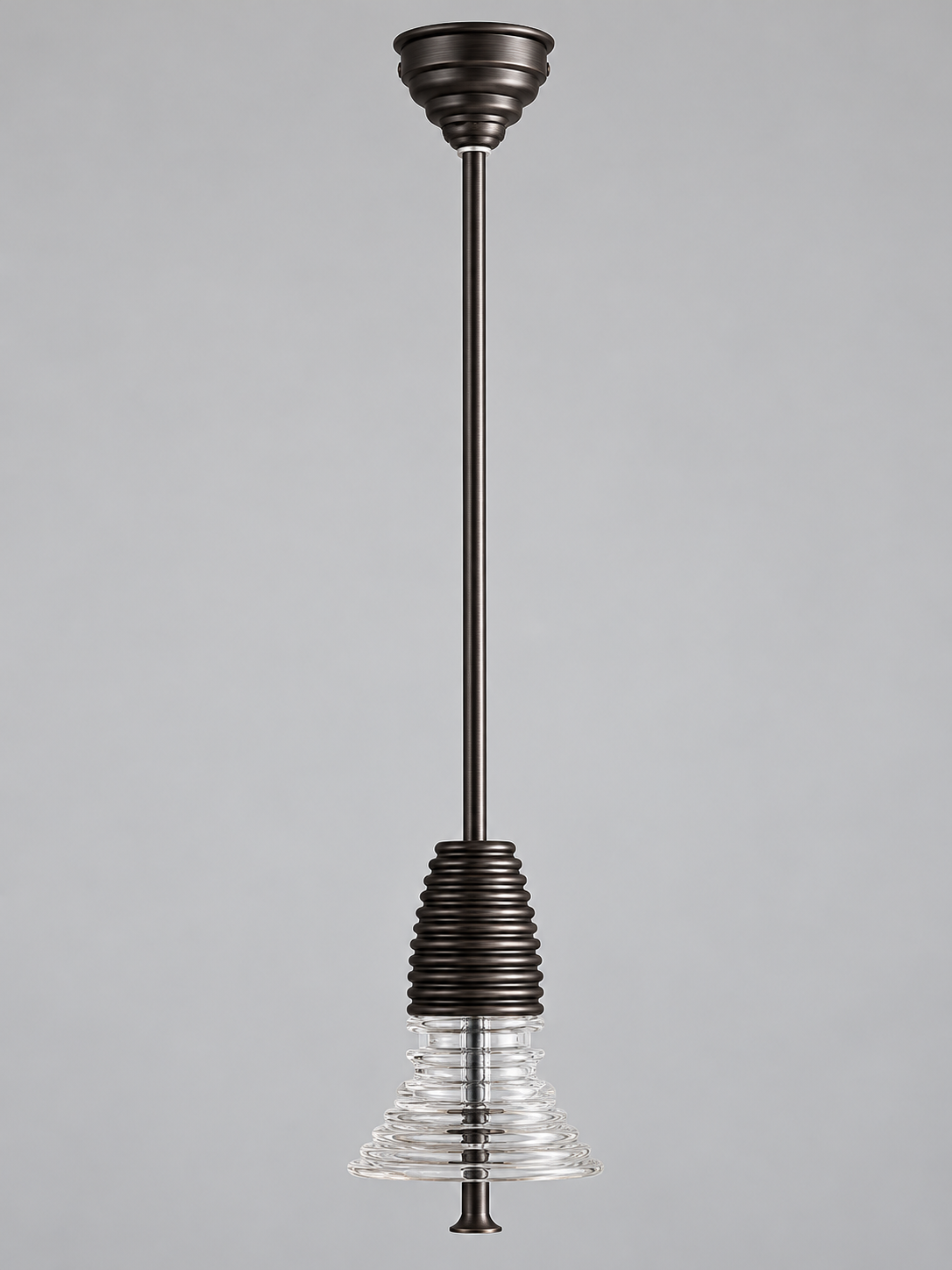 Dark Bronze pendant with 1 clear acrylic tier, shown switched off