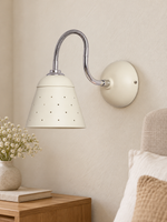 Perforated Cone Gooseneck Wall Sconce – White and Chrome