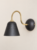 Perforated Cone Gooseneck Wall Sconce – Black and Gold