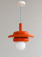 Colorful Stacked Disc Pendant Light – A – Orange and White