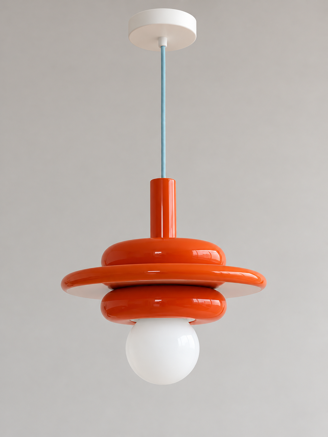 Colorful Stacked Disc Pendant Light – A – Orange and White