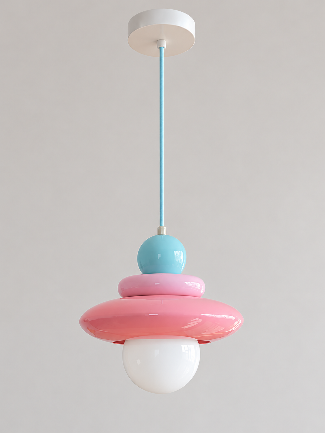 Colorful Stacked Disc Pendant Light – B – Pink and Blue