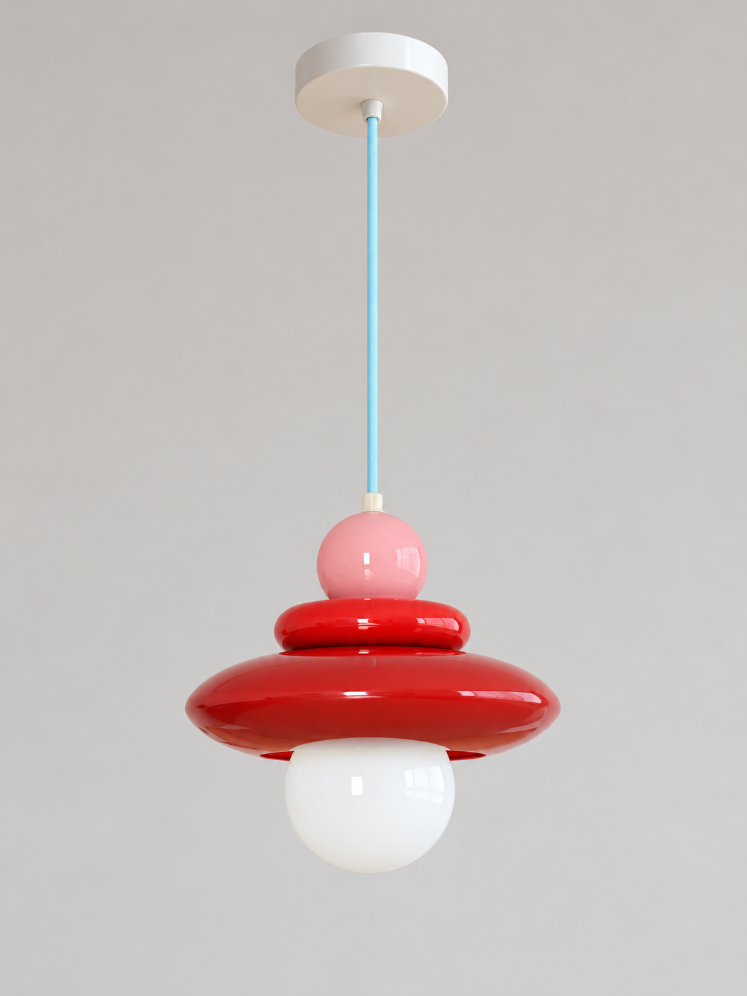 Colorful Stacked Disc Pendant Light – B – Red and Pink