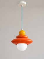 Colorful Stacked Disc Pendant Light – B – Orange and Yellow