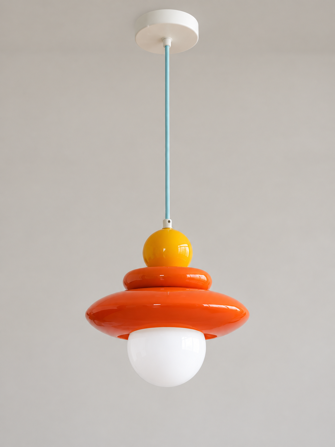 Colorful Stacked Disc Pendant Light – B – Orange and Yellow