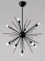 Black Starburst Glass Accent Chandelier – Medium – Opal White Bulbs – 9 E14