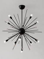 Black Starburst Glass Accent Chandelier – Large – Opal White Bulbs – 11 E14