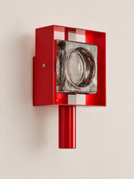 Red Frame Colored Glass Wall Sconce – Red Frame – Smoke Gray Glass
