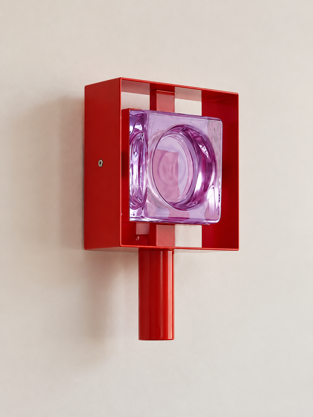 Red Frame Colored Glass Wall Sconce – Red Frame – Purple Glass