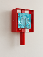 Red Frame Colored Glass Wall Sconce – Red Frame – Blue Glass
