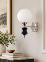 Chrome Globe Baluster Wall Sconce – Blue – Hardwired – Warm 16W