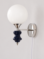 Chrome Globe Baluster Wall Sconce – Blue – Plug-In – Warm 16W