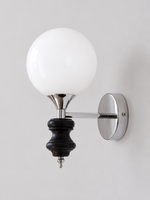 Chrome Globe Baluster Wall Sconce – Black – Hardwired – Warm 16W