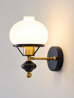 Opal Glass Wall Sconce with Decorative Finial – Ribbed Finial / Hardwired