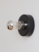 Round Backplate Exposed Bulb Wall Light – Black / Half-Mirror Bulb
