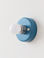 Round Backplate Exposed Bulb Wall Light – Sapphire Blue / Opal White Bulb