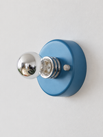 Round Backplate Exposed Bulb Wall Light – Sapphire Blue / Half-Mirror Bulb