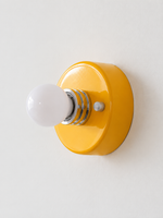 Round Backplate Exposed Bulb Wall Light – Yellow / Opal White Bulb