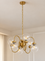 Loop Arm Clear Glass Globe Chandelier – Brass / 6 Lights
