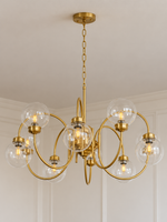 Loop Arm Clear Glass Globe Chandelier – Brass / 10 Lights