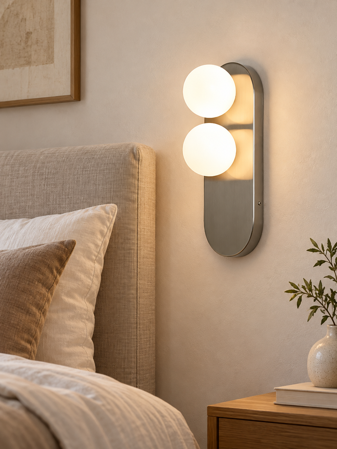 Twin Opal Globe Capsule Wall Sconce – Nickel / White Glass