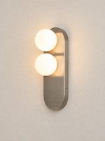 Twin Opal Globe Capsule Wall Sconce – Nickel / White Glass