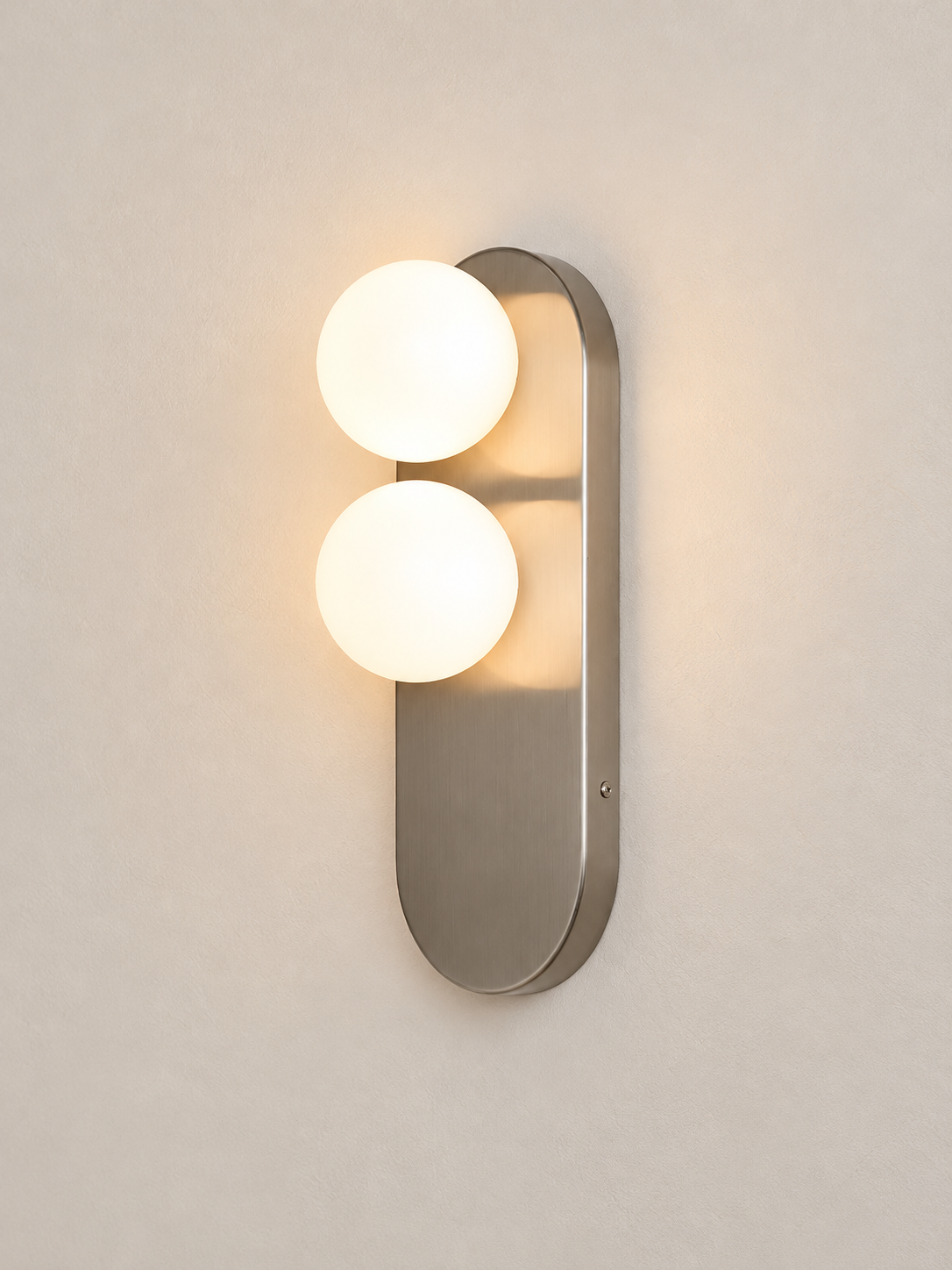 Twin Opal Globe Capsule Wall Sconce – Nickel / White Glass