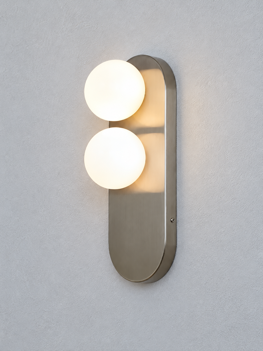 Twin Opal Globe Capsule Wall Sconce – Nickel / White Glass