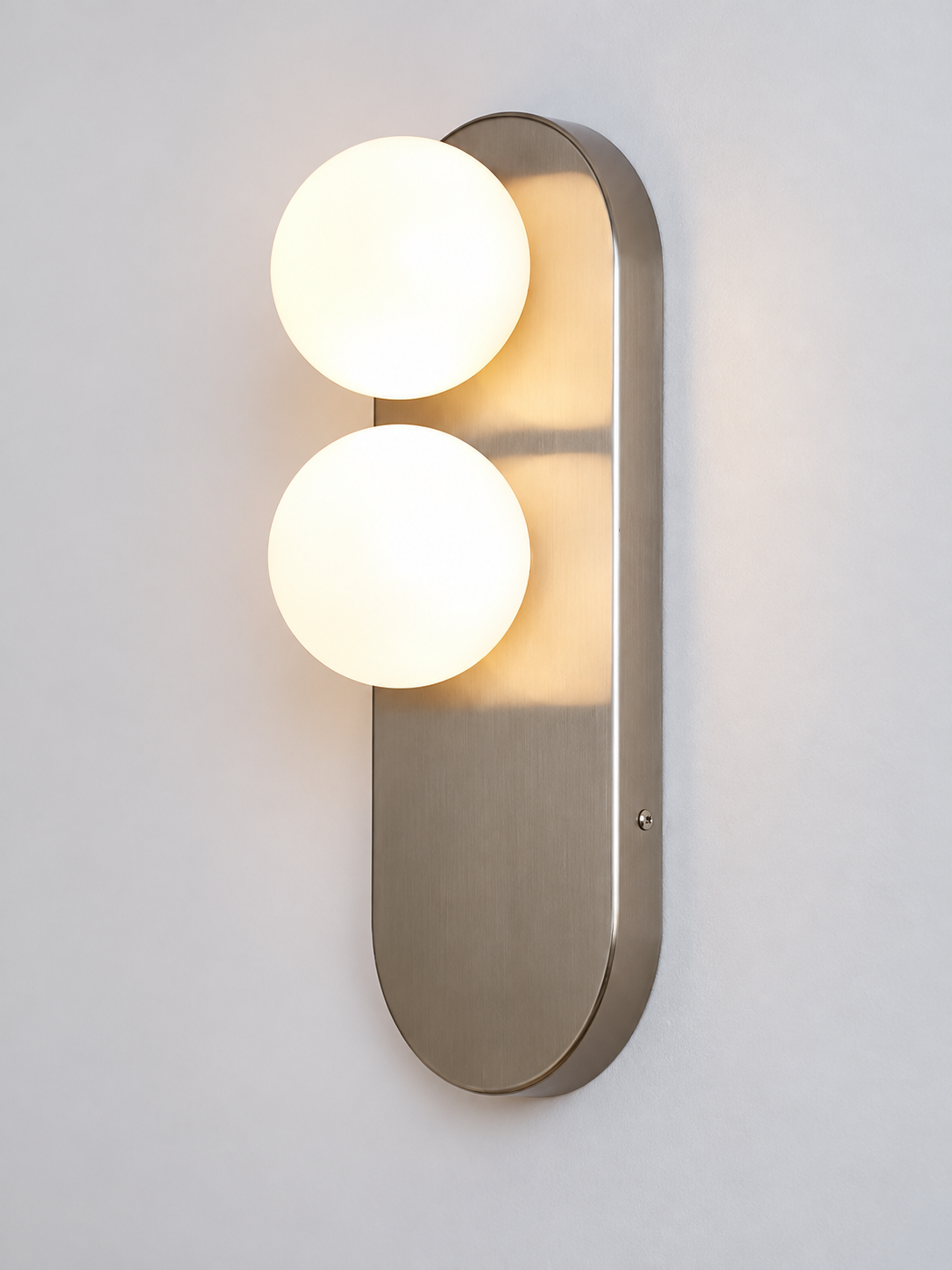 Twin Opal Globe Capsule Wall Sconce – Nickel / White Glass