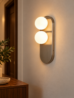 Twin Opal Globe Capsule Wall Sconce – Nickel / White Glass