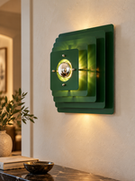 Layered Square Iron Wall Sconce – Green / Single / Half-Mirror Bulb