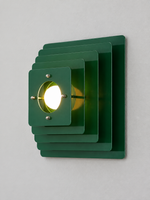 Layered Square Iron Wall Sconce – Green / Single / Opal White Bulb