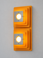 Layered Square Iron Wall Sconce – Orange / Double / Opal White Bulbs