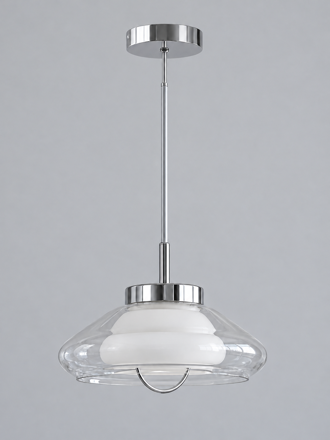 Layered Glass Pendant with Chrome Fittings — product view