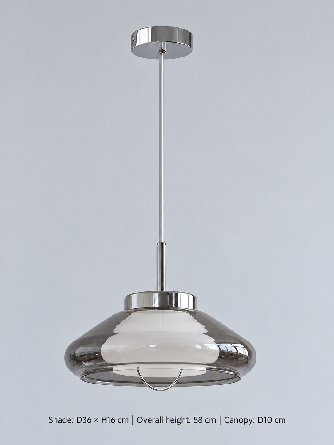 Layered Glass Pendant with Chrome Fittings — product view