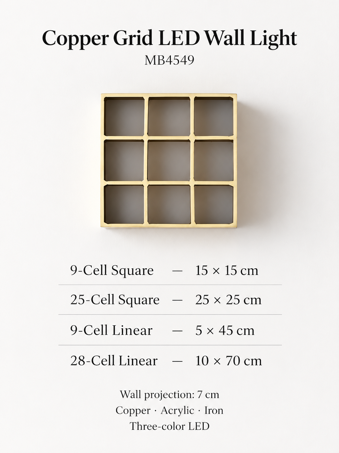 Copper Grid Wall Light MB4549, shown unlit – image 6