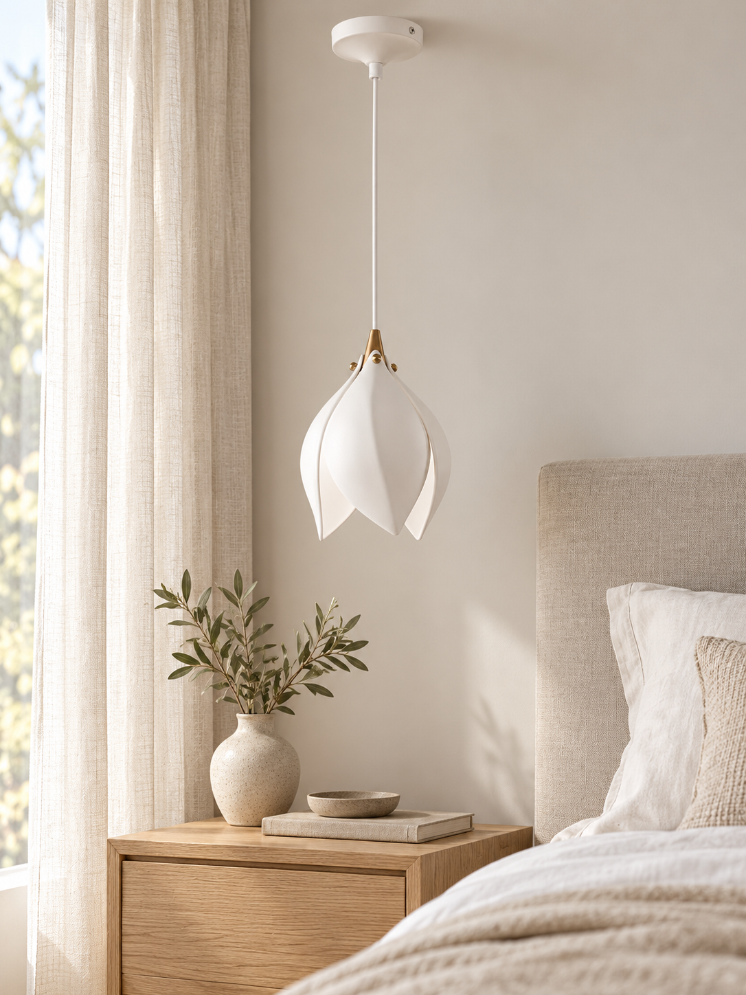 Ceramic Magnolia Bud Pendant Light — product view