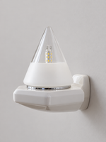 Ceramic Cone Glass Wall Sconce – White – Clear Glass – Warm