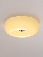 Rounded Glass Flush Mount Ceiling Light – Chrome / Cream Yellow – 32 cm – 18W